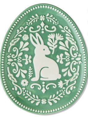 Green Ceramic Bunny Decorative Plate